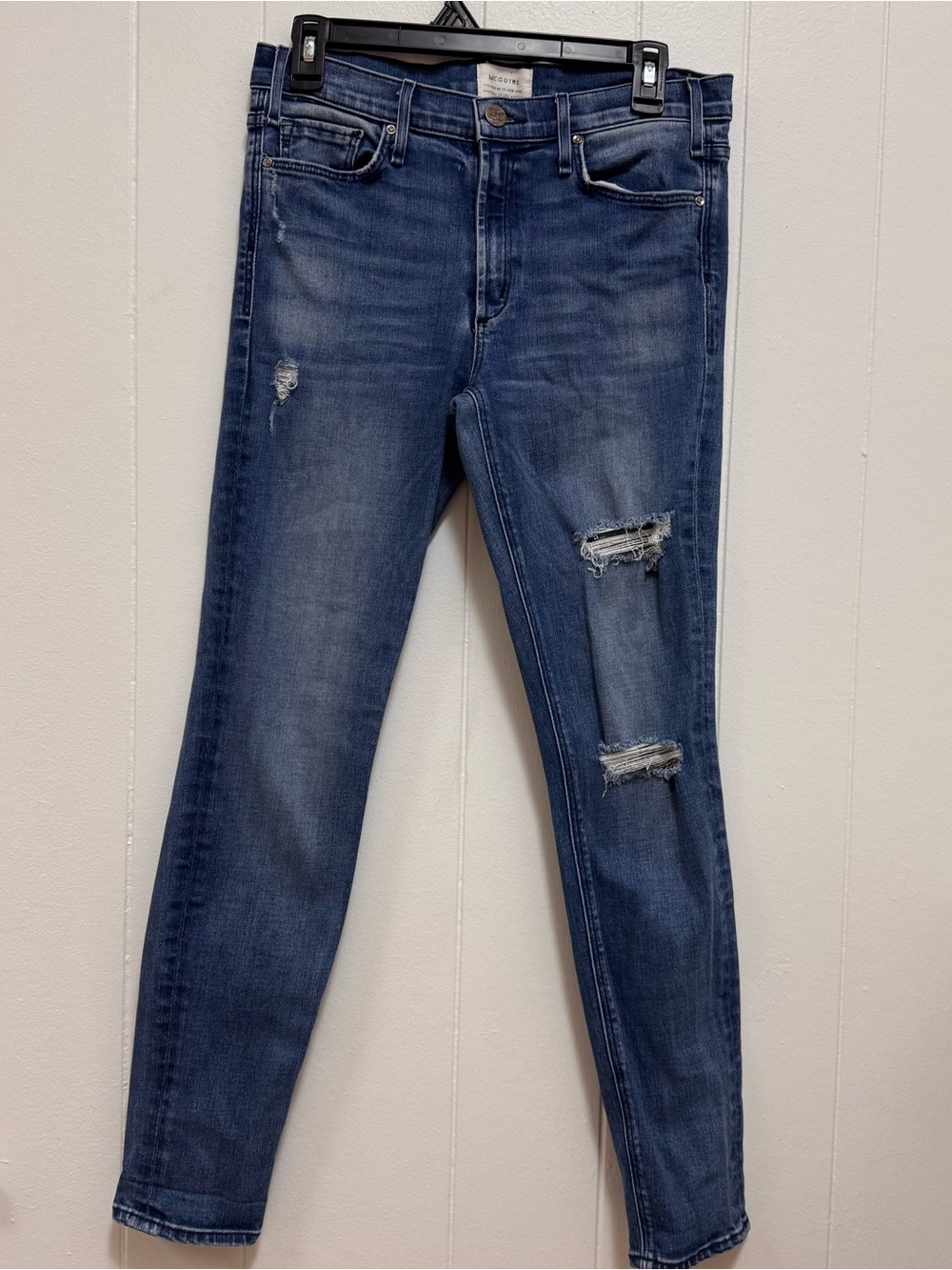 MCGUIRE Valletta Straight Jeans Dark Wash Distressed Women's 29
